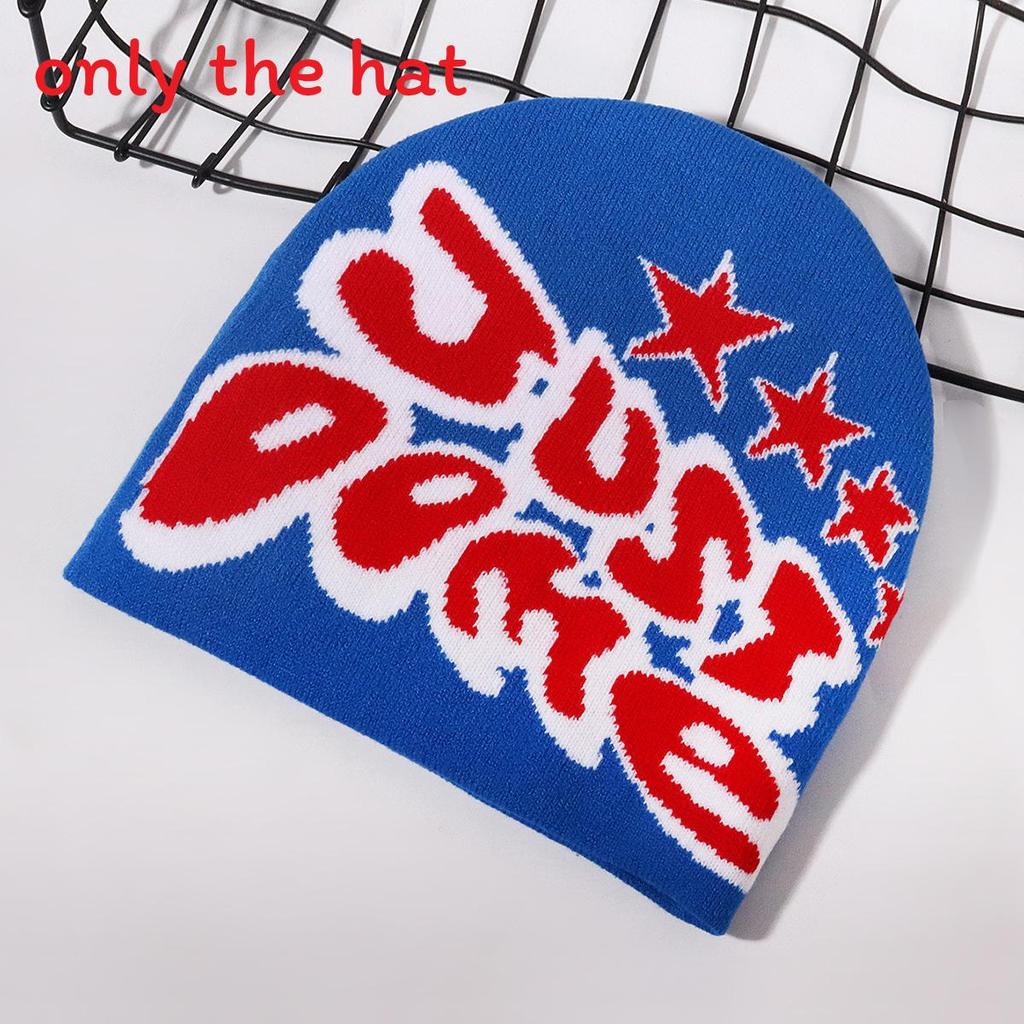Knitted Hat Retro With Letter And Star Embroidery Design For Hip Hop Look Street