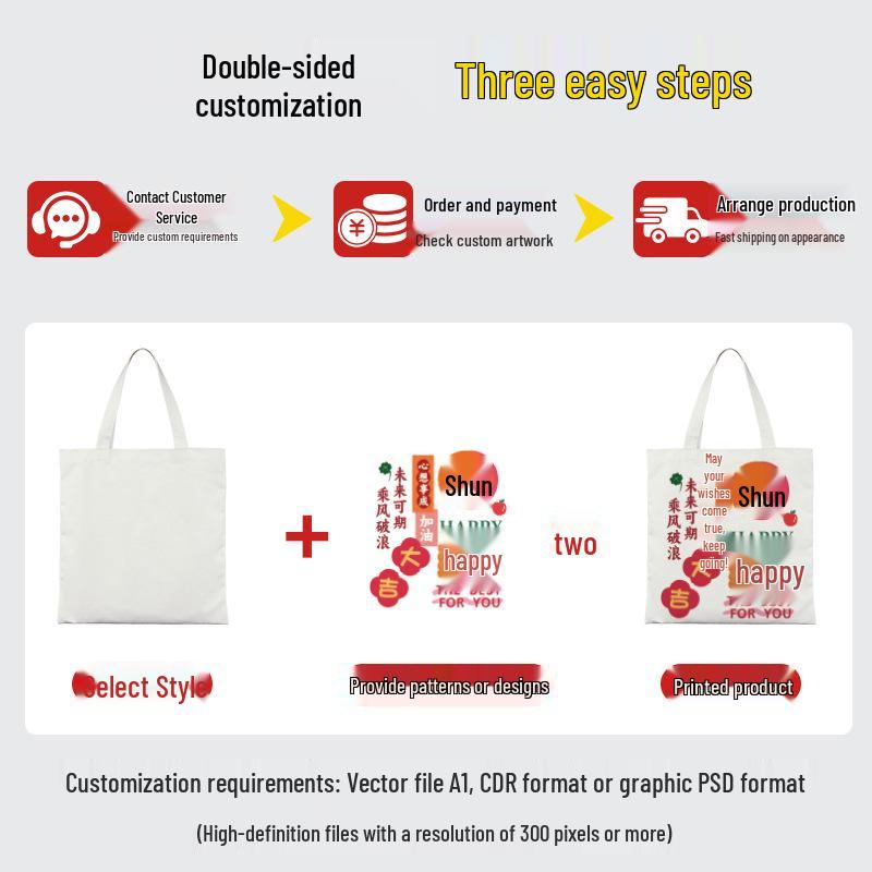 In-Stock Custom DIY Canvas Tote Bag - Plain Shoulder Bag for Shopping & Promotions