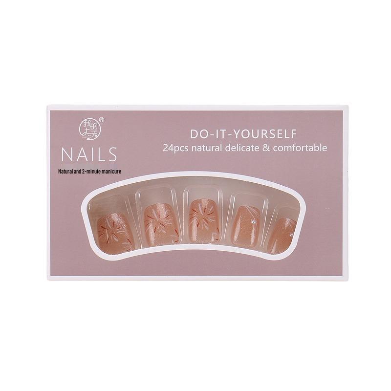 Handmade Cat Eye Blush Gradient Fireworks Press-On Nails - TikTok Hot Style Manicure Nail Art