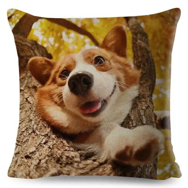 Cute Welsh Corgi Pembroke Dog Printed Pillowcase Decoration  Pet Animal Cushion Cover Sofa Household Car