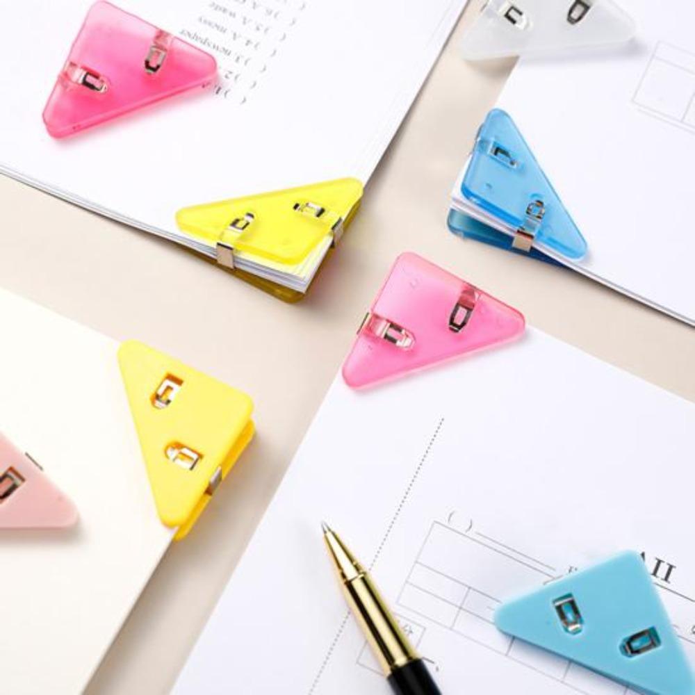 10Pcs Triangle Clips Multifunctional Transparent Large Angle Jelly Color Reusable Binding Mini Book Paper Binder Clips Desktop Organizer for Office