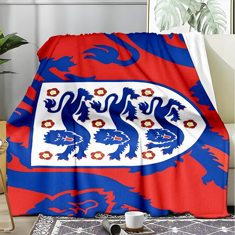 1PC England Football Crest Printed Soft Flannel Blanket Throw for Adult Bedroom Living Room Sofa Camping Travel Fan gifts Christmas Gifts