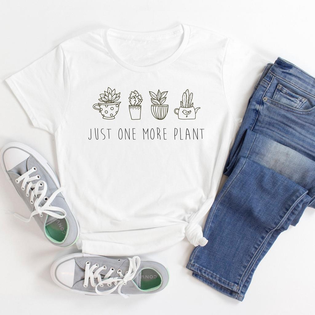 Basic O-collar Short Sleeved Just One More Plant Print Harajuku Top Women T-shirt Casual Ladies Women T-shirt Girl,Drop Ship