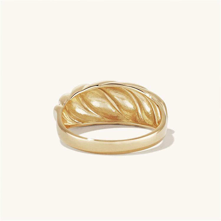 St. Delan Gold-Plated Stainless Steel Croissant Ring for Couples