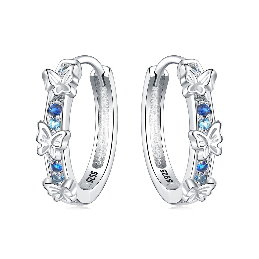 Orstarry 925 Silber Blauer Zirkon Sternenhimmel Ohrring Original Schmuck Creolen Damen Schmuck Party Trendige Geschenke