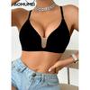 Women's Seamless Wireless Push Up Deep V Neck Adjustable Strap Invisible Bralette Comfortable Breathable Everyday Bra for Daily Wear