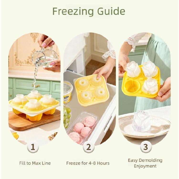 Beautiful Flower Shape Ice Cubes Molds Silicones Easy to Use for Homes Kitchen for Party Drink Enhancement