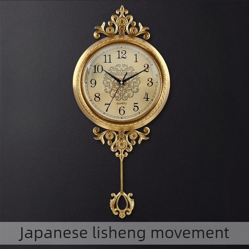 Brass Wall Clock Modern Wall Watch Luxury Aesthetic Large Art Pendulum Clocks Minimalist Silent Elegant Living Room Watches