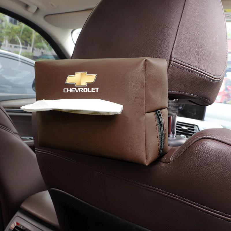 PU Leather Car Tissue Box Facial Tissue Storage Bag For Chevrolet Bolt Spark Tahoe Z71 Aveo Impala Lacetti Malibu Sail SS Cruze