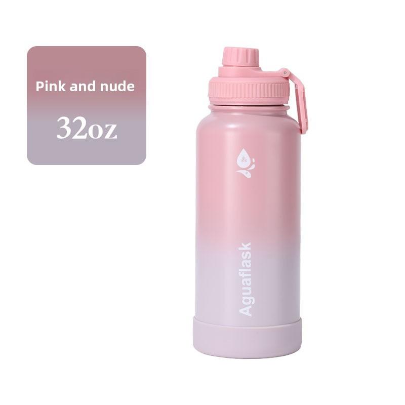 Large Capacity Gradient Color Insulated Cup With Letter Print Design Outdoor For