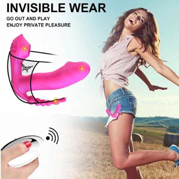 10 velocità tre in uno indossabile farfalla vibratore vibratore stimolatore del punto G femminile telecomando dispositivo di masturbazione dell'uovo vibrante giocattolo del sesso