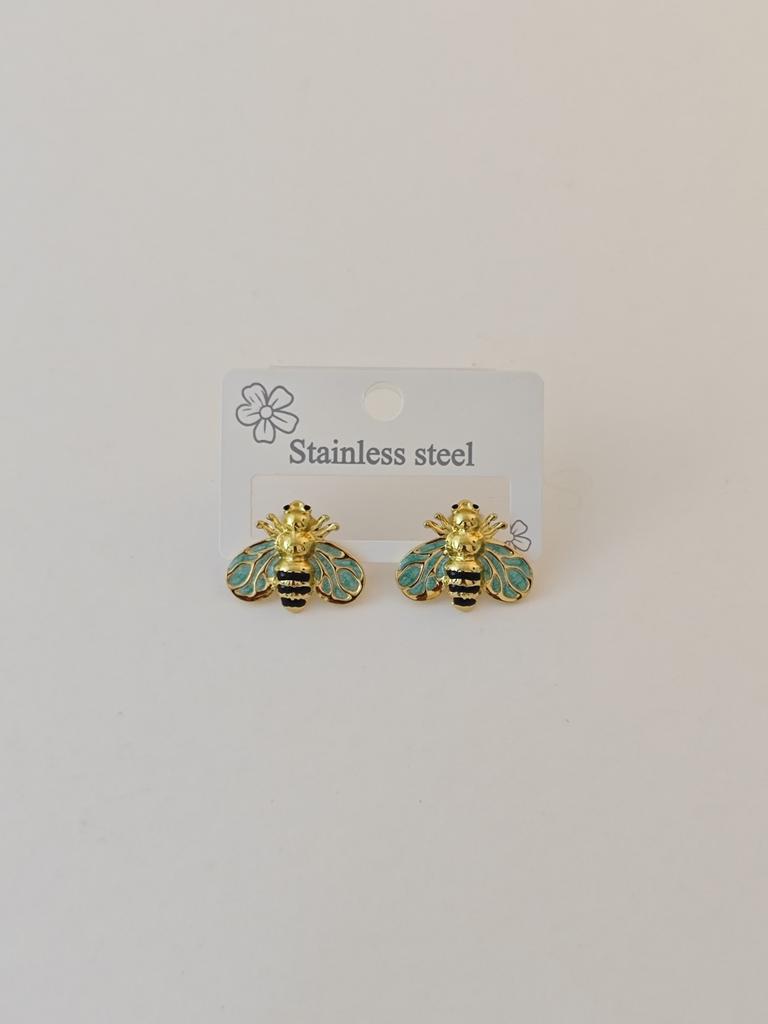 Stainless Steel Gold-plated Bee Stud Earrings for Teen Girls and Women, High-end INS Style Fashionable Earrings and Jewelry
