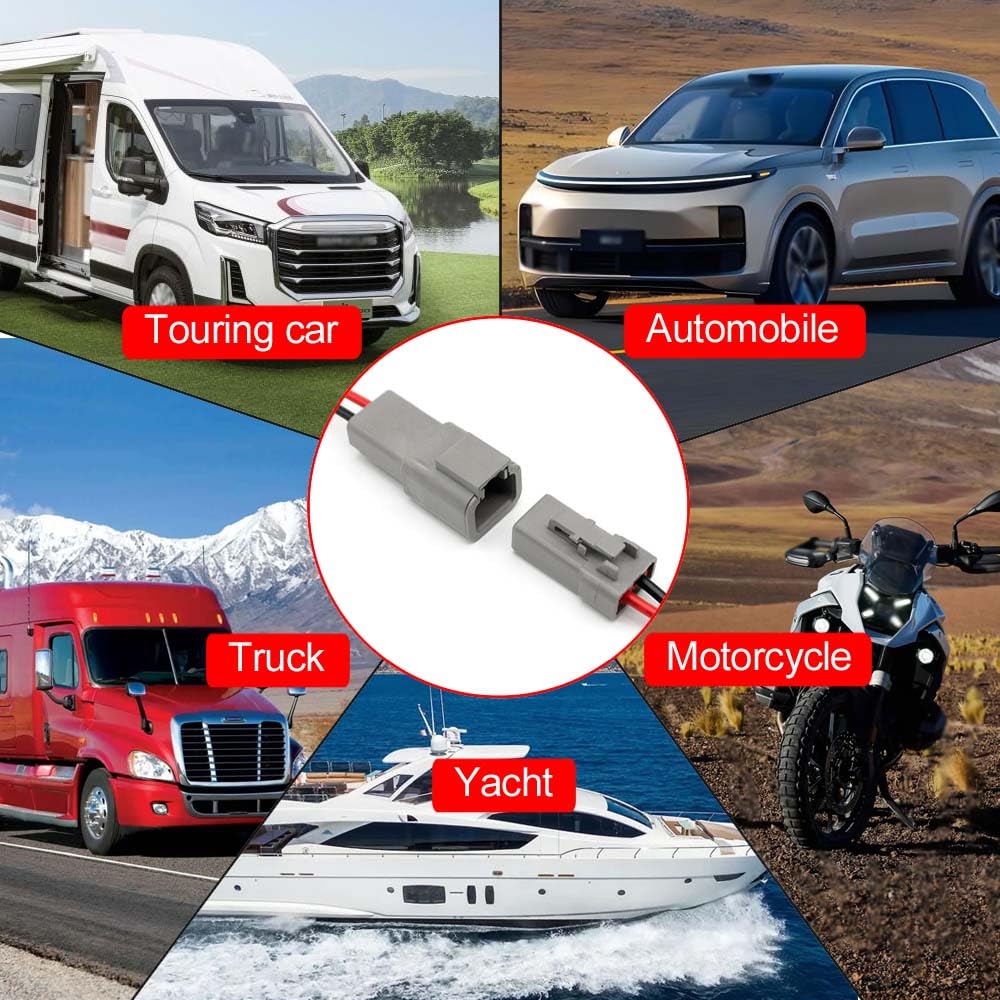 DTP 2 Pin Connector With 12 AWG Cable Wire,2 Way DT Automotive Waterproof Electrical Connector Male Female Plug Wiring Harness,For