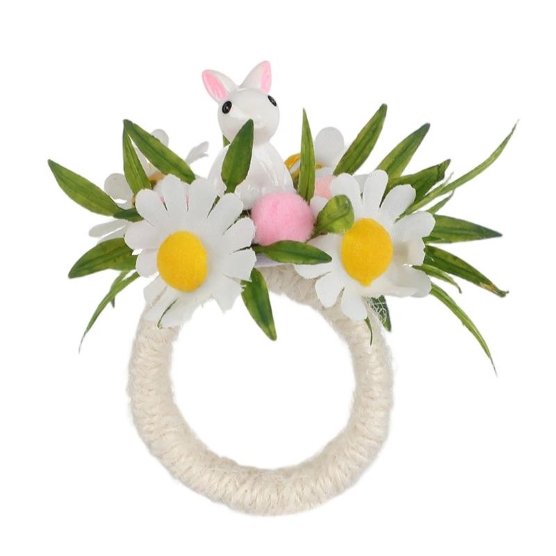 Plastic Napkin Rings With Easters Rabbit Eggs Theme Durable Suitable For Indoor Outdoors Celebration And Event