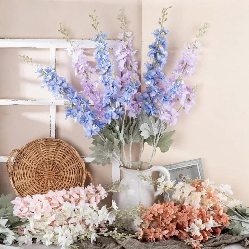 33.5in Artificial Flowers Bouquet for Home Room Decor Fake Flower Garden Party Wedding Marriage Decoration Outdoor Vase Ornament
