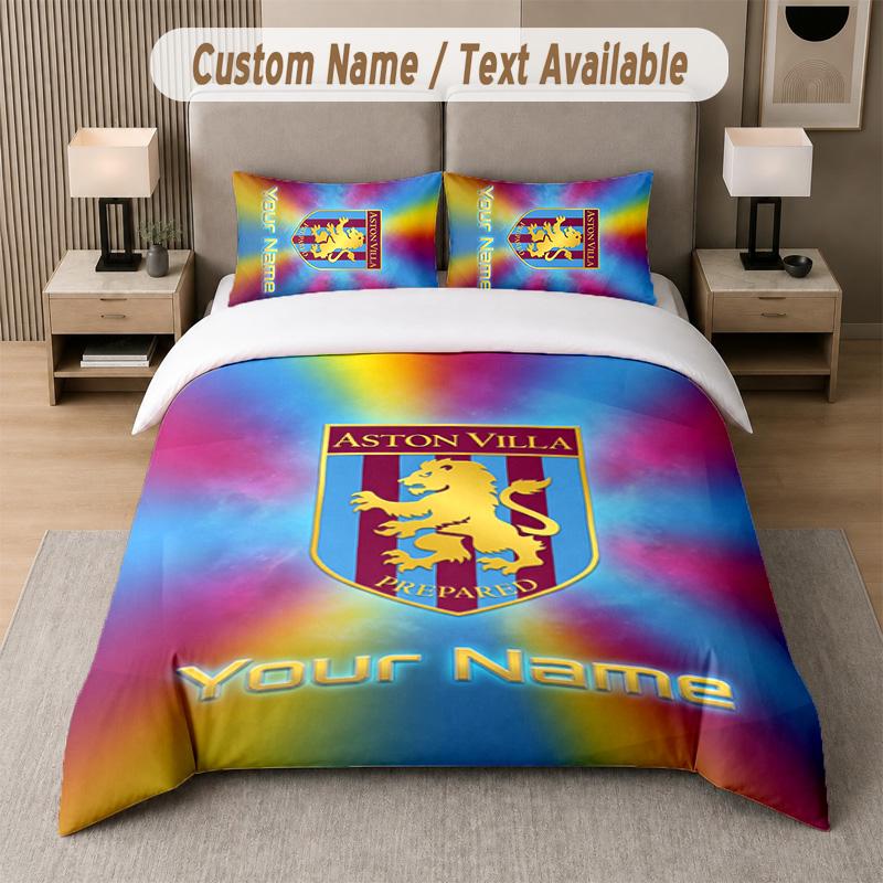 Aston Villa Design Bedding Set Custom Text 1 Duvet Cover & 2 Pillow Cases