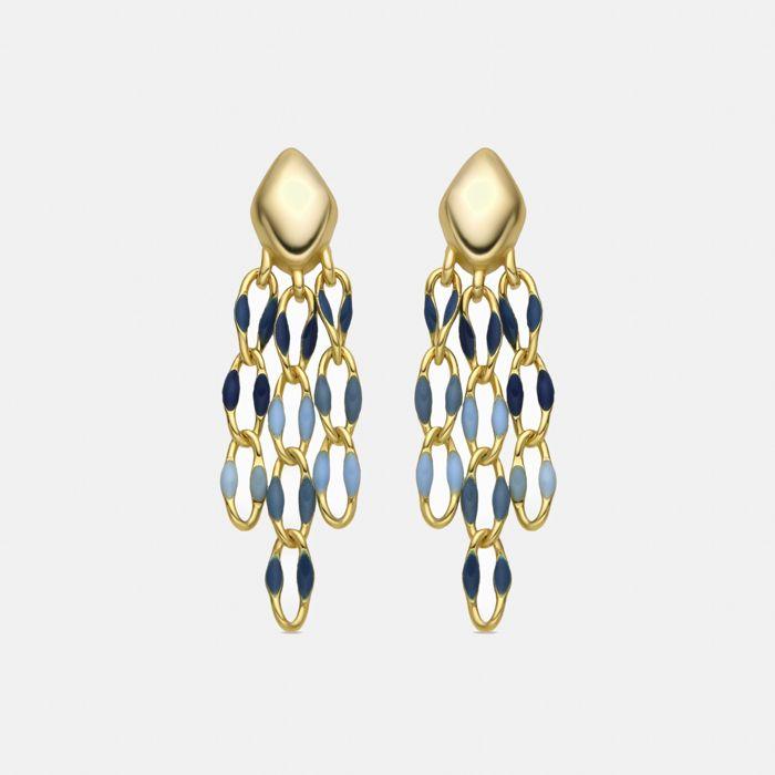 Boucles D'oreilles Luxenter En Argent 925 Et Laque Bleue Finition En or 18 Carats - Shione