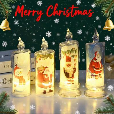 1-5 STÜCK LED Weihnachtsdekoration Flammenlose Elektronische Kerze Realistische Tropfende Tränen Weihnachtsmann Schneemann Ornament Tischdekoration