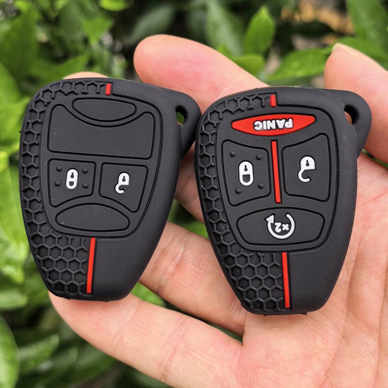 2/4 Button Silicone Car Remote Key Case Shell For Dodge For Jeep Commander Grand Cherokee Chrysler Aspen 300 Fob Key Accessories