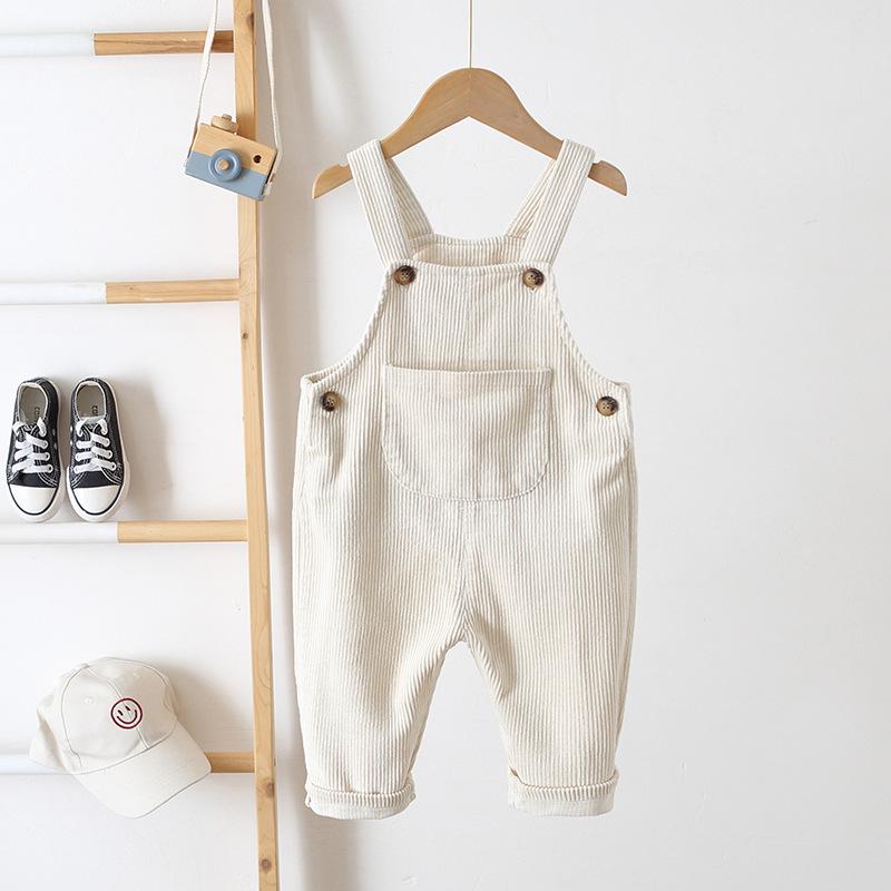 Cross2026 Kids' Corduroy Overalls - Korean Style for 0-3 Years, Versatile Spring/Autumn Wear