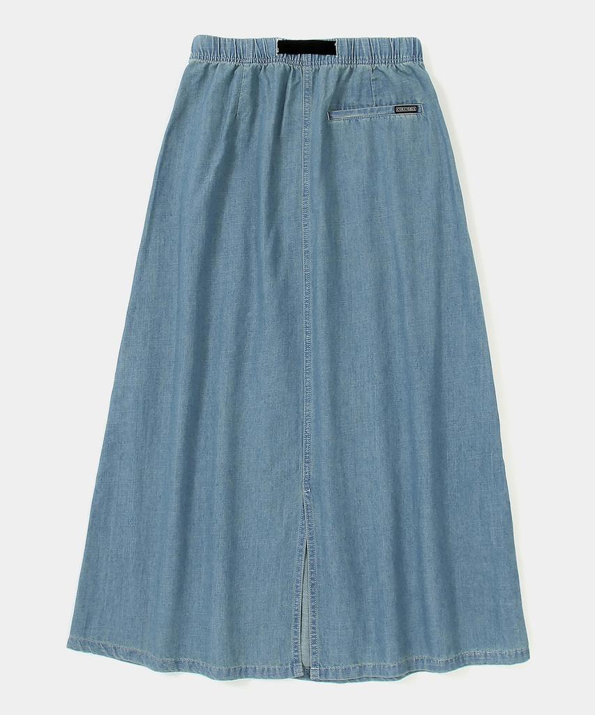 Columbia University Columbia Trajan Label Belted Denim Long Skirts Light Denim