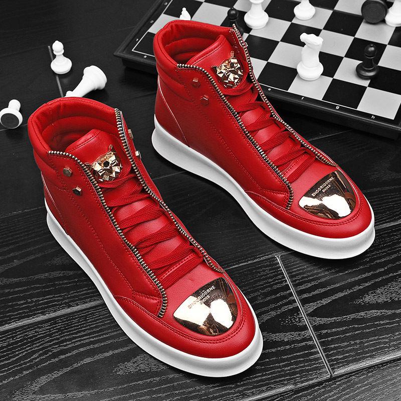2025 Autumn/Winter Men's High-Top Martin Boots Leather Sneakers Korean Style Casual Street Dance Trend