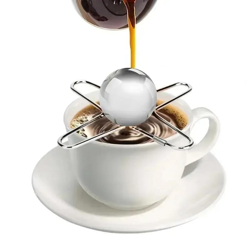 Reusable stainless steel ball holder coffee cooling tool for cooking, used for concentration, hand brewing coffee, etc