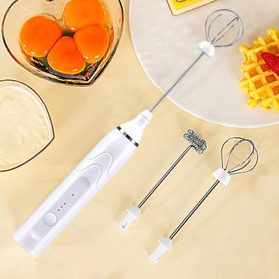 Batatoare electrica de oua Batatoare de mana reincarcabila Batatoare pentru frisca Blender reglabil cu 3 viteze pentru spumare cu 2 teluri din inox pentru cafea, lapte, cappuccino