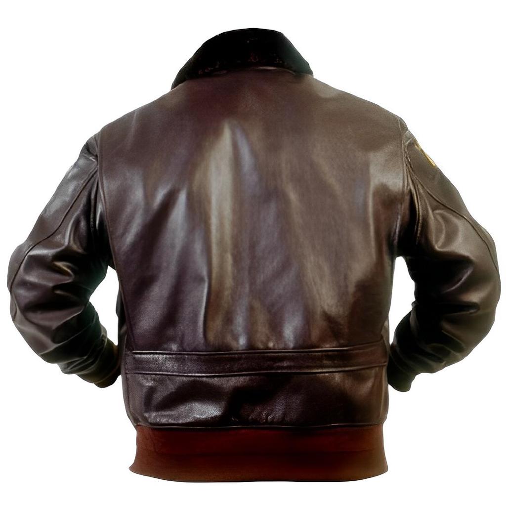 Męska kurtka BOMBER Noora Brown NAVY FLIGHT z prawdziwej skóry jagnięcej