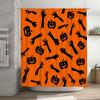 Halloween Orange Shower Curtain with Spooky Pumpkins Ghosts Decorative Bathtub Cover for Halloween Party Decoration Supplies In