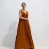   Minimalist Tulle Suspender Pleated Suspender Big Swing Dress New Solid Color Women's Summer Thin Collar Dress