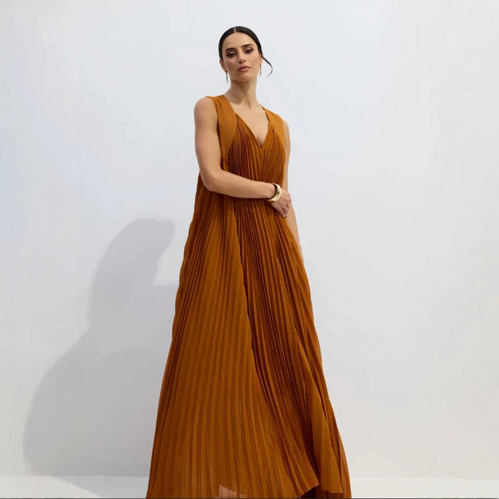 Minimalist Tulle Suspender Pleated Suspender Big Swing Dress New Solid Color Women's Summer Thin Collar Dress
