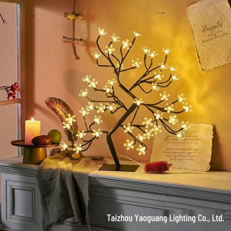 LED Cherry Blossom Tree Light: Indoor Ornament for Festivals, Parties, and Home Decor. 24 LED Cherry Blossom Tree