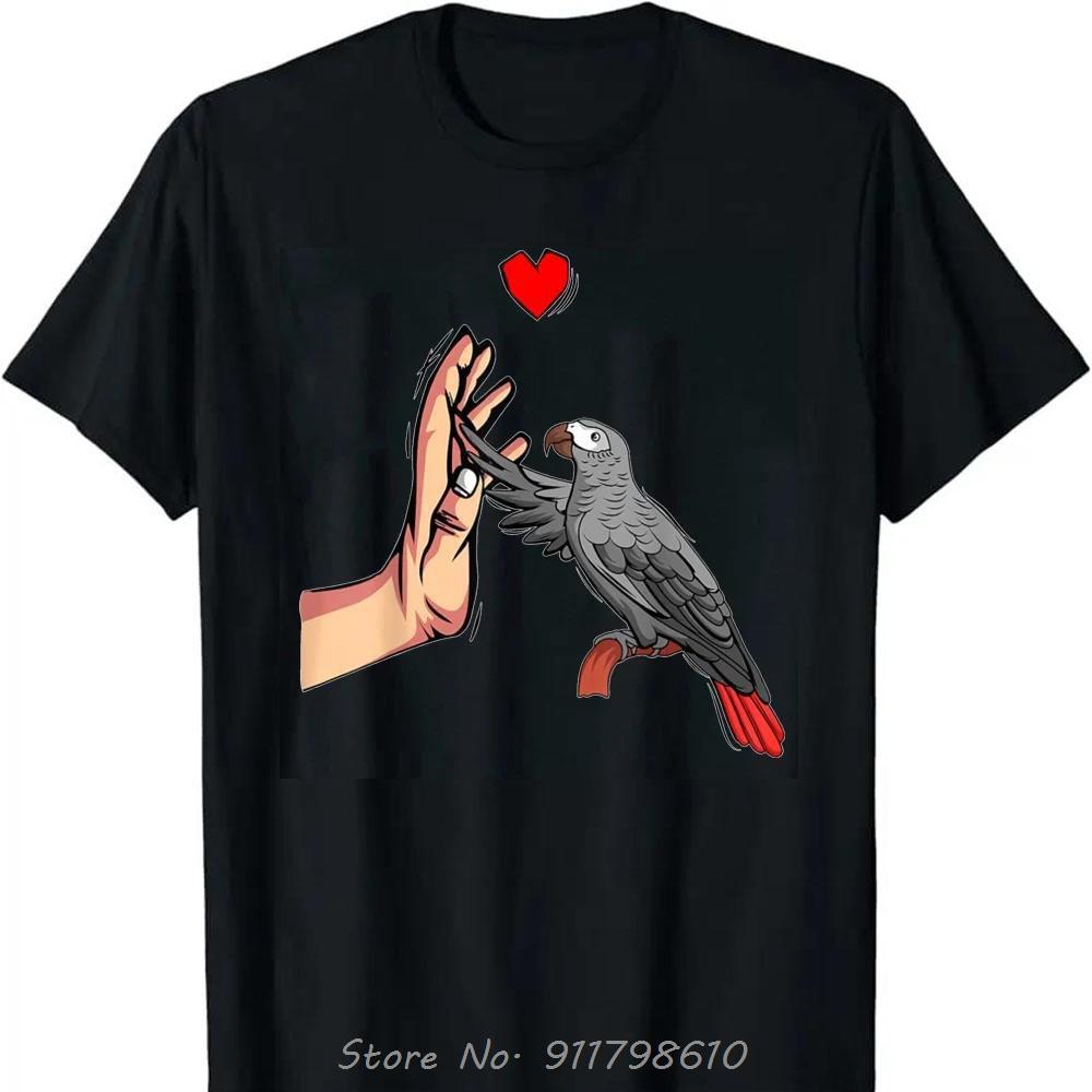 African Grey Parrot Love Funny Oversized T-shirt Summer Style Mens Clothing Streetwear Cotton Tshirt Bird Lovers Fitness T Shirt