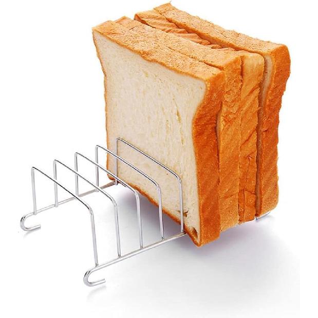 Silver 8 Holes Stainless Steel Tool Toast Cooling Grid Bread Rack Rectangle Air Fryer Accessories Organizer Safe Healthy Stainless Steel Toast Rack