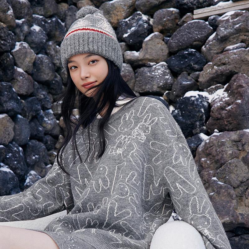 

Ledin Miffy Jacquard Loose Round Neck Sweater L/165