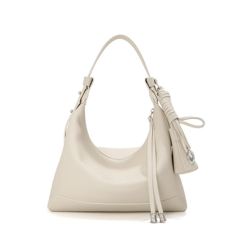 Hobo Top Cowhide Shoulder Bag Women s Leather Underarm Commuter Lunch Box Dumpling Light Luxury Niche 25x8x20cm