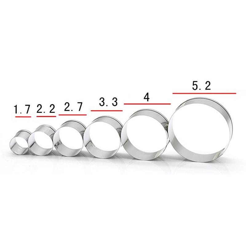 6Pcs/Set Stainless Steel Round Circle Shaped Cookie Cutter Biscuit Molds Silver