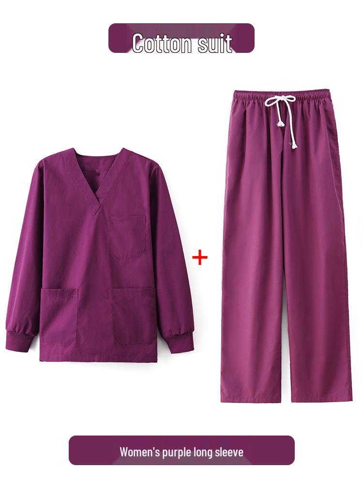 Unisex Short-Sleeve Surgical Gown and Long-Sleeve Workwear Scrub Set - Polyester/Cotton Blend