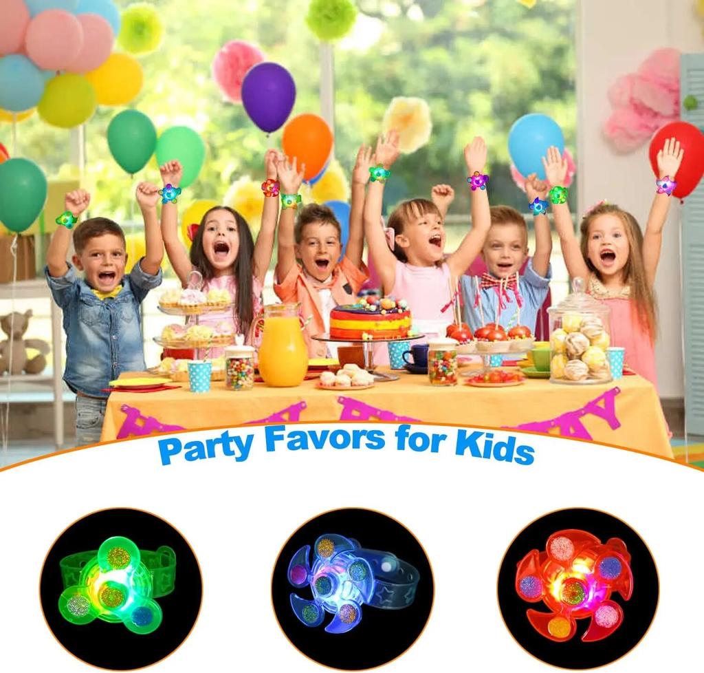 25 Pack LED Light Up Fidget Spinner Bracelets Party Favors For Kids,Glow In The Dark Party Supplies,Birthday Gifts,Treasure Box