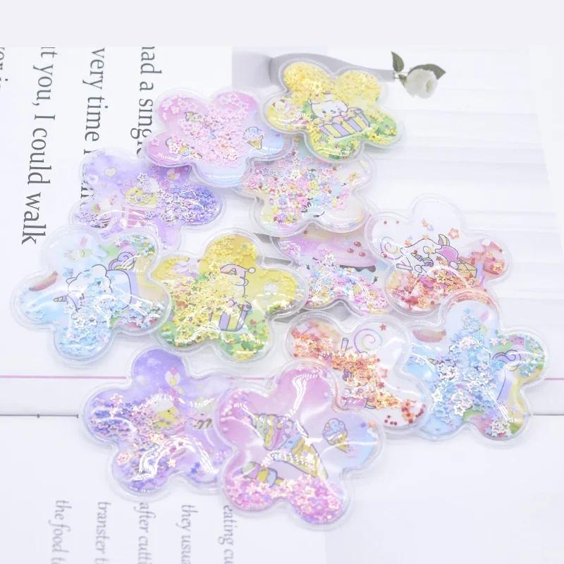 

12 шт. 55 мм кавайные печатные красочные цветочные блестки аппликации для самостоятельной одежды нашивки на шляпы головные уборы зажимы банты украшения аксессуары