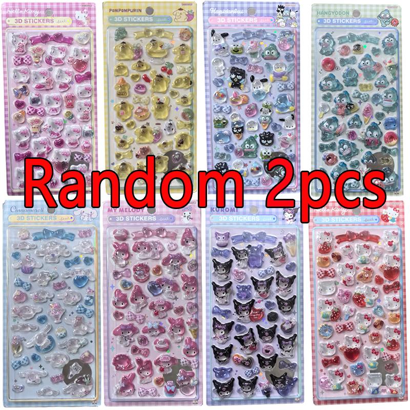 1/8Pcs 3D Sanrio Stickers Sanrio Kuromi Pochacco  My Melody Cinnamoroll Hangyodon Case Bag Decoration Birthday Gifts