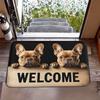 Pet Printed Anti Slip Dust Trapping Doormat Pebble Daisy Welcome French Bulldog Pattern Floor Rug Indoor Home Entryway Mat