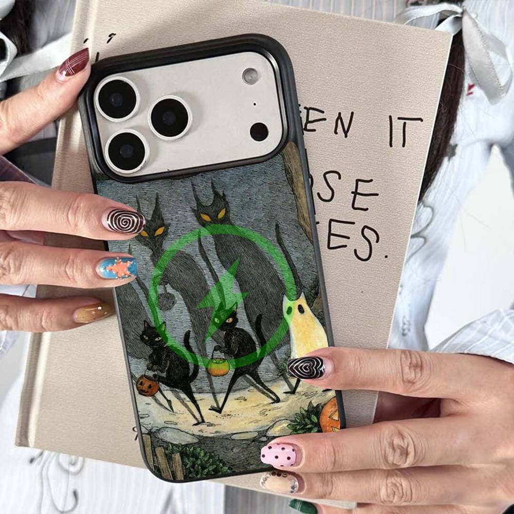 

Dark Funny Monster Cat Magnetic For Magsafe Wireless Charge Phone Case For iPhone 17 Air 16 15 Plus 14 13 12 11 Pro Max iphone 14 plus