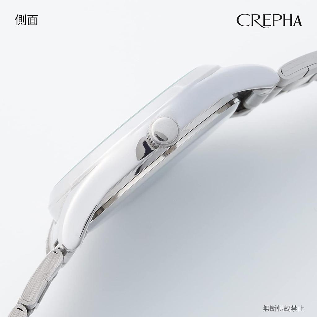 CREPHA Analog Solar Rechargeable Watch with Metal Men's Band, Silver, SM-AM168-WTS