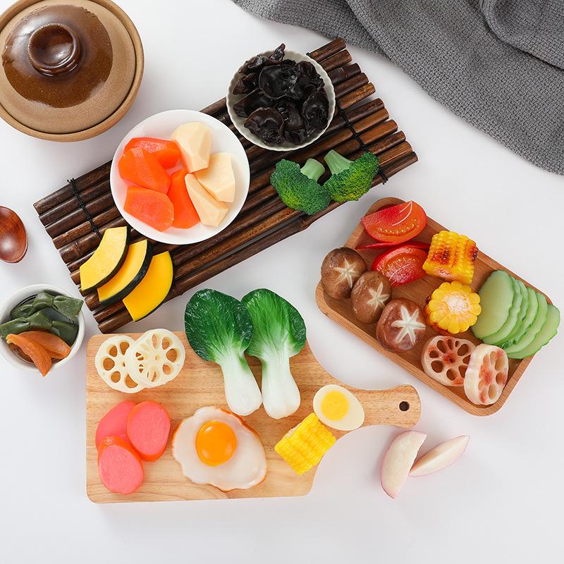 4 Pcs Simulated Hotpot Ingredient Model Mini Fake Vegetable Realistic Beef Roll Restaurant Store Barbecue Shop Display Decor