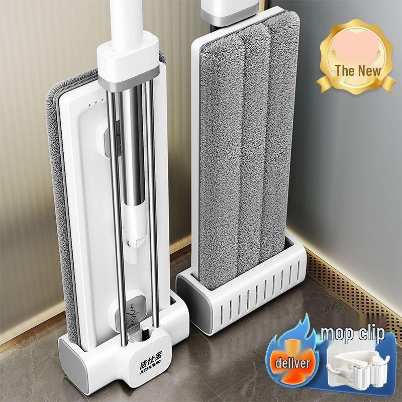 All-in-One Lazy Mop with Hand-Free Wash & Stainless Steel Pole for Wet/Dry Use