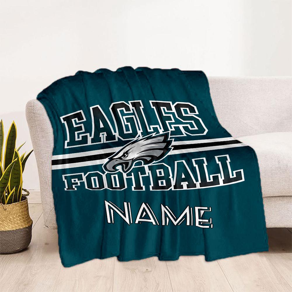 Eagles Footballtrikot Personalisierte Textdecke Geschenk Personalisierte Decke Weich Warm Gemütlich Geeignet für Heimdekoration Wohnzimmer Sofa Picknicks