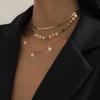 Temperament Simple Disc Pendant Set Necklace, Trendy Geometric Thin Chain Collarbone Chain Women