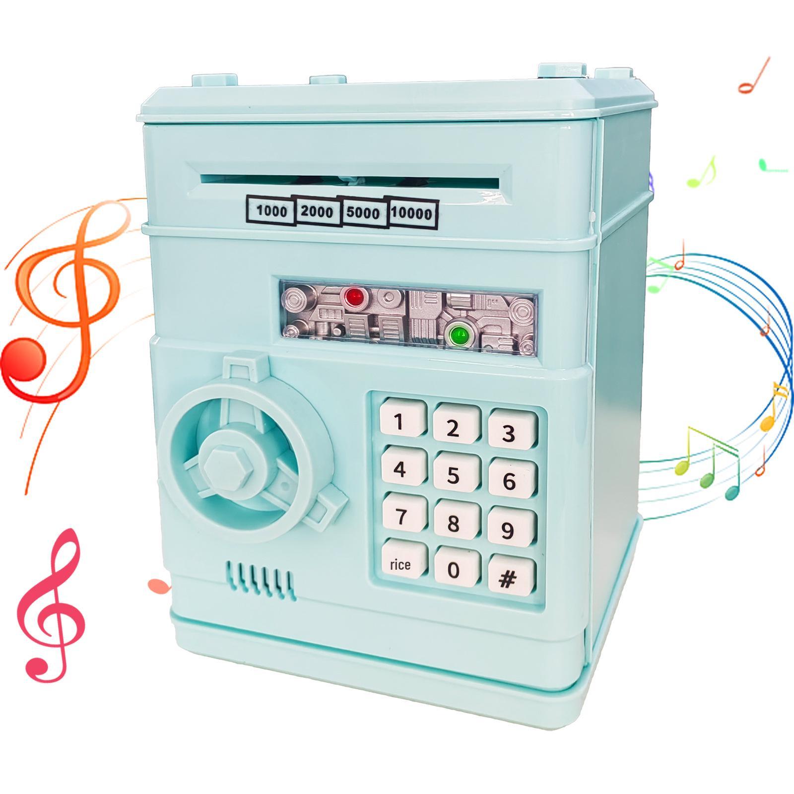 

Вращающаяся копилка с паролем и отпечатком пальца: Креативные сбережения в банкомате для детей 20.5*14.5*14.5 cm светло-синий